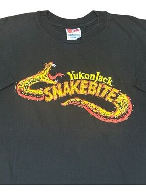 Hanes Black Yukon Jack Snakebite Graphic Tee - Yellow & Red Print